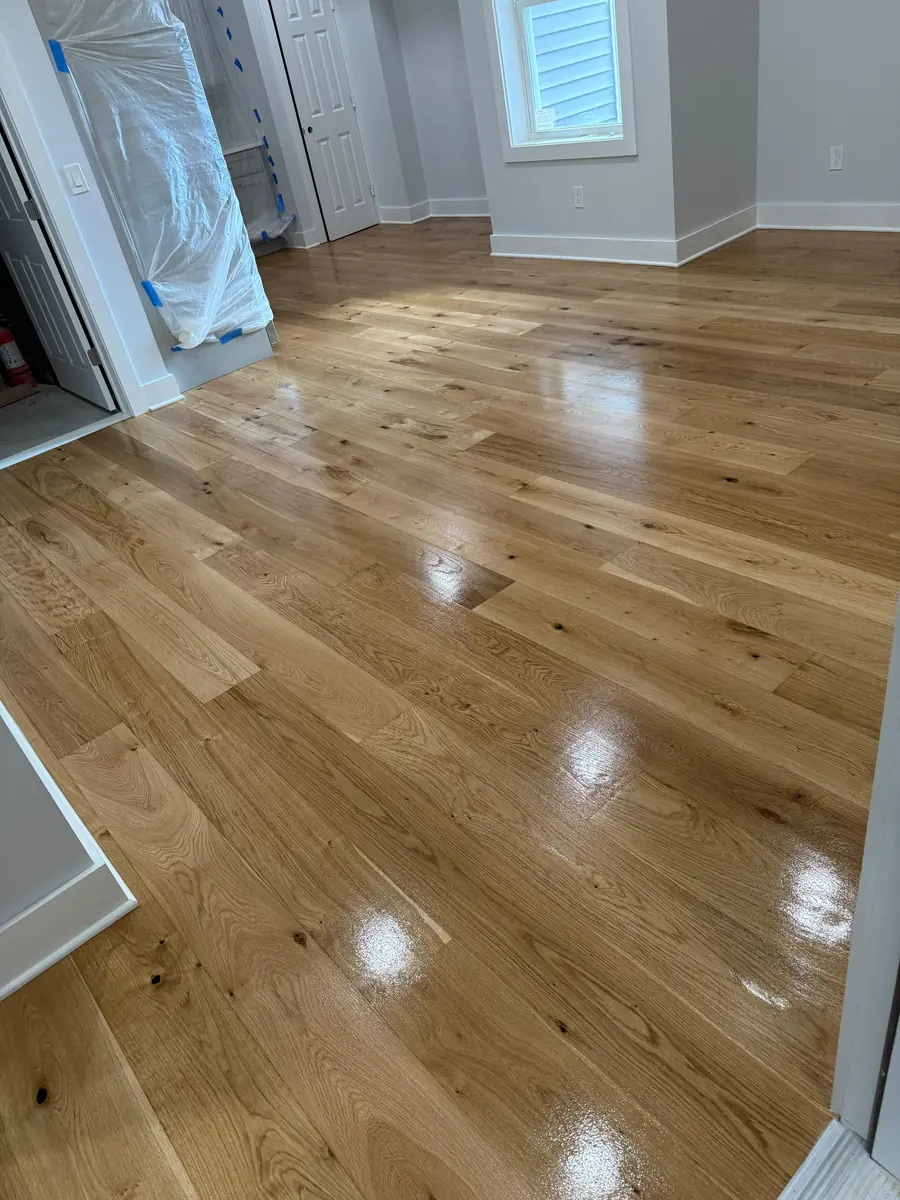 Finished natural oak plank floor